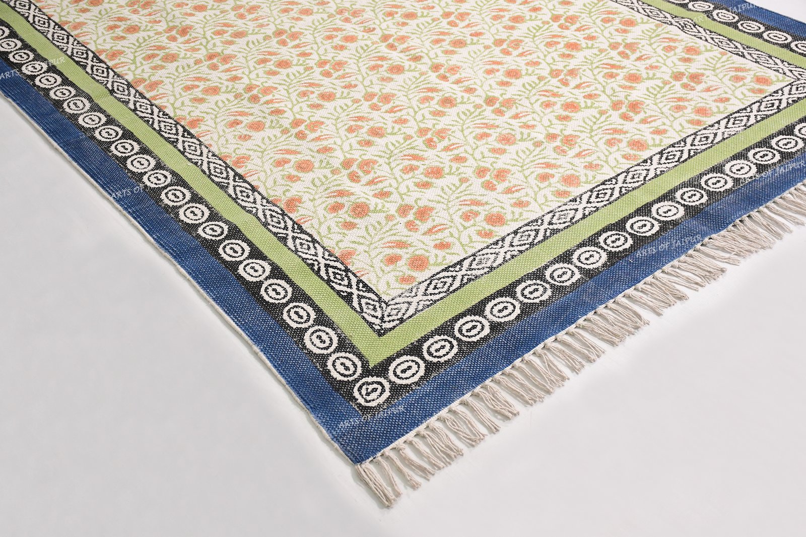 Handmade block printed cotton rug mulicolor rug living area rug area rug - Image 4