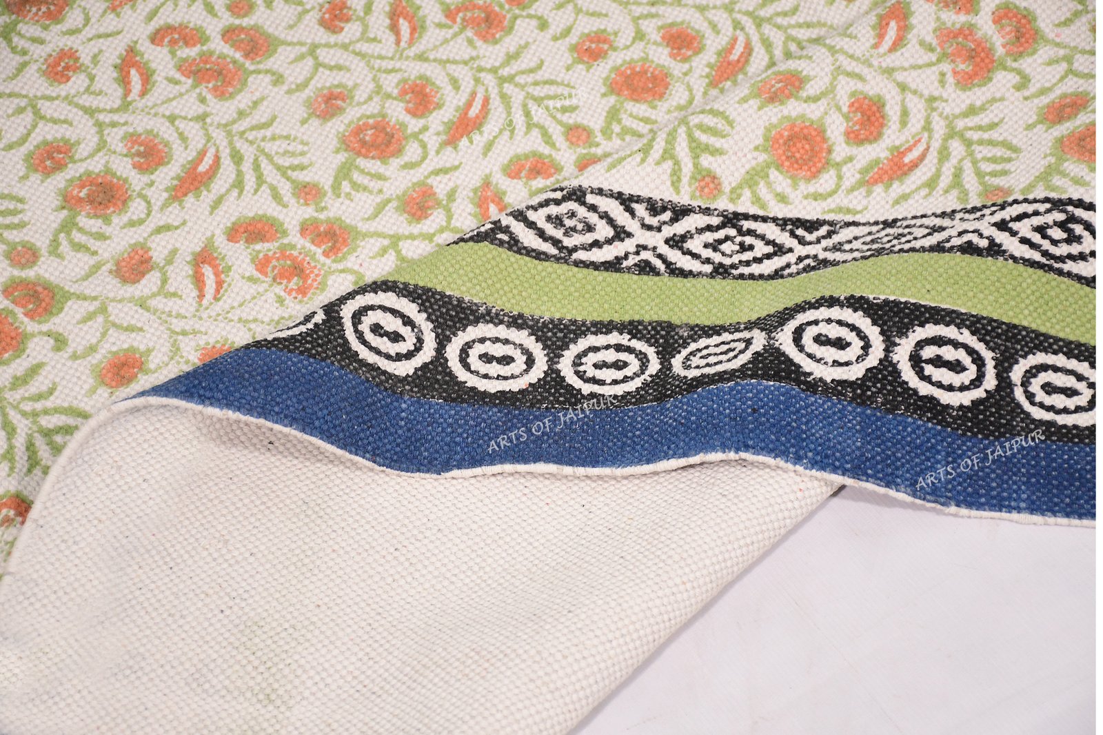 Handmade block printed cotton rug mulicolor rug living area rug area rug - Image 5