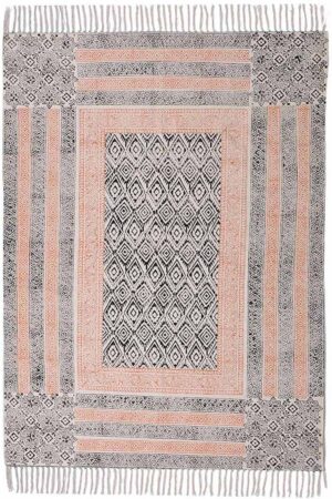 Elegant Hand Block Printed Geometric Rug