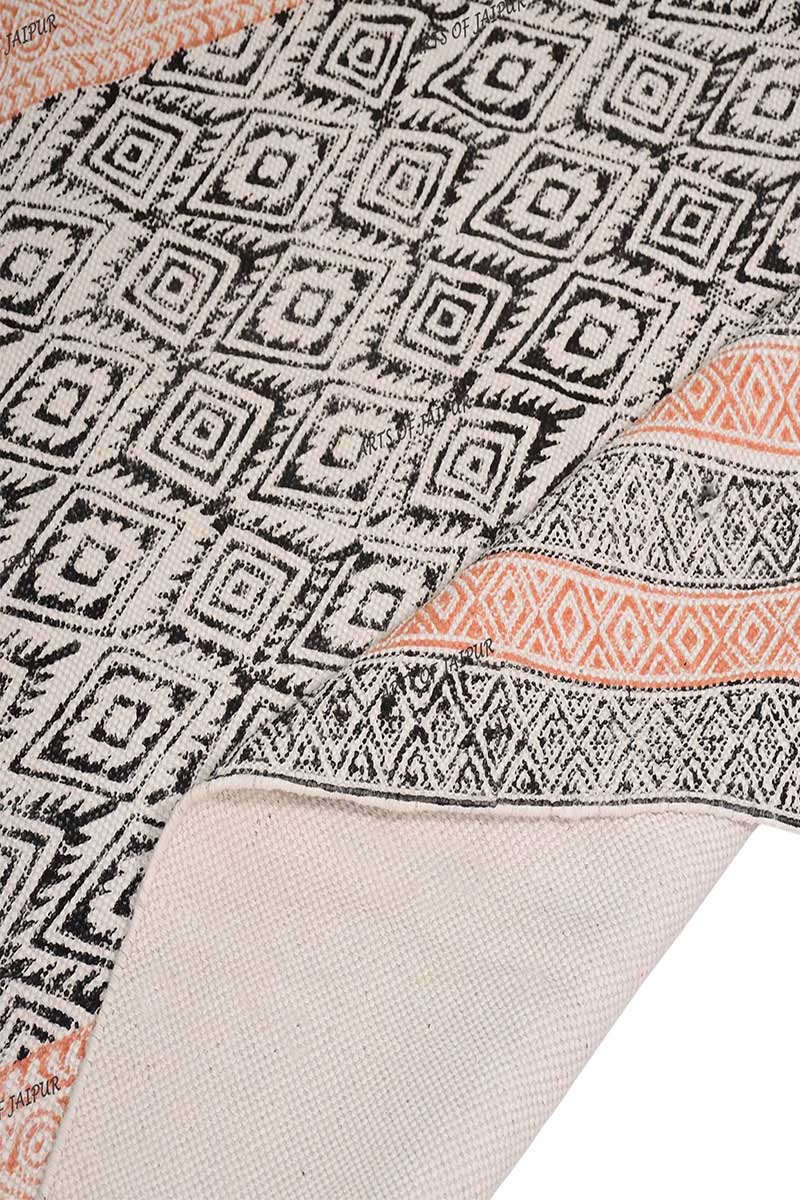 Elegant Hand Block Printed Geometric Rug - Image 5