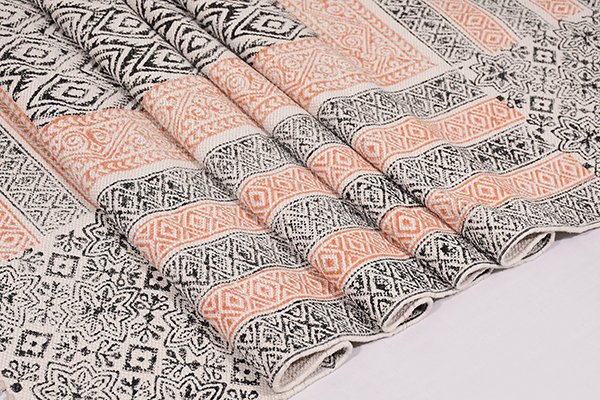 Indian cotton rug orange black rug bedroom rug living room rug square rug - Image 5