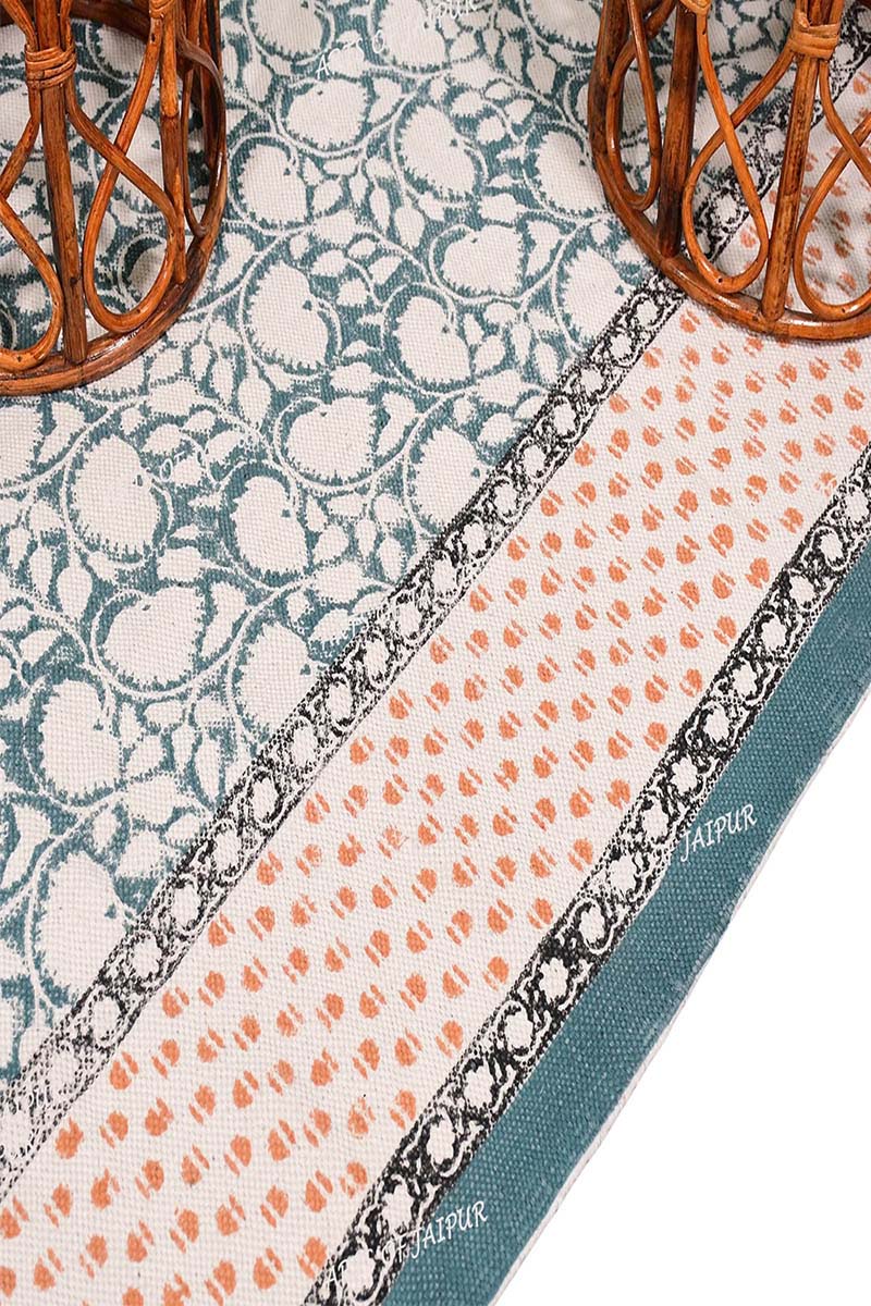 Floral Block Print Fringed Area Rug - Image 3