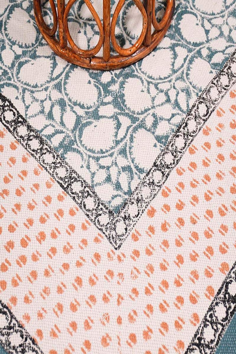 Floral Block Print Fringed Area Rug - Image 4