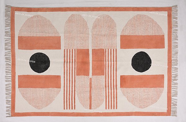 Indian Dhurrie Rug Pink Green Rug Geometric Rug Floor Area Rug Dining Area Rug - Image 4