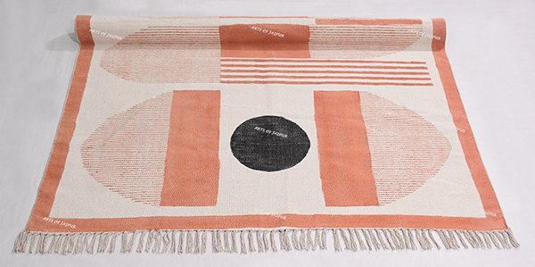 Indian Dhurrie Rug Pink Green Rug Geometric Rug Floor Area Rug Dining Area Rug - Image 5