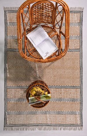 Handmade Dhurrie Rug Black Brown Rug Hallway Area Rug Kitchen Area Rug 3x3 5x5 7x7