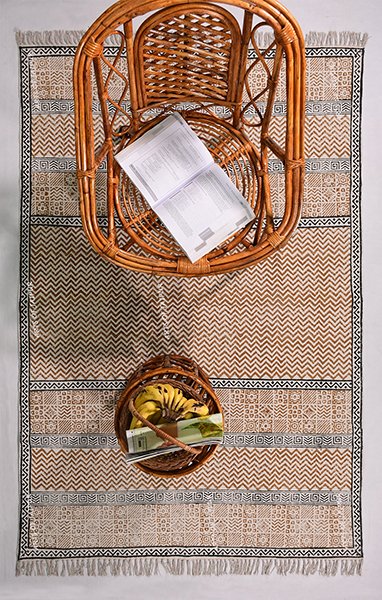 Handmade Dhurrie Rug Black Brown Rug Hallway Area Rug Kitchen Area Rug 3x3 5x5 7x7