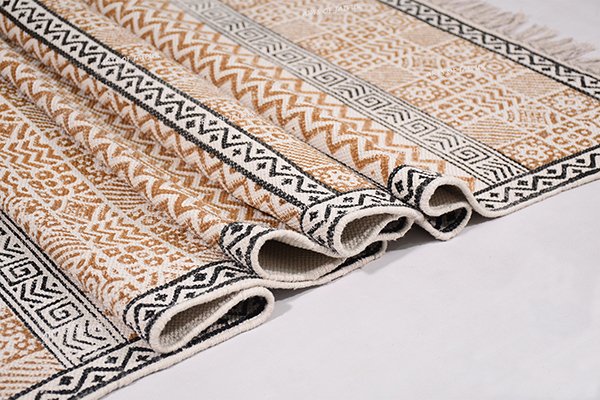 Handmade Dhurrie Rug Black Brown Rug Hallway Area Rug Kitchen Area Rug 3x3 5x5 7x7 - Image 4