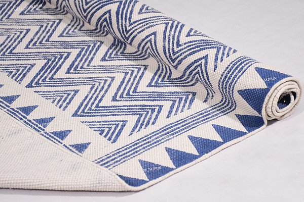 Blue White rug Geometric Pattern rug Flatweave Rug Hand Washable Rug Home Décor Rug - Image 3