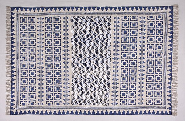 Blue White rug Geometric Pattern rug Flatweave Rug Hand Washable Rug Home Décor Rug - Image 5