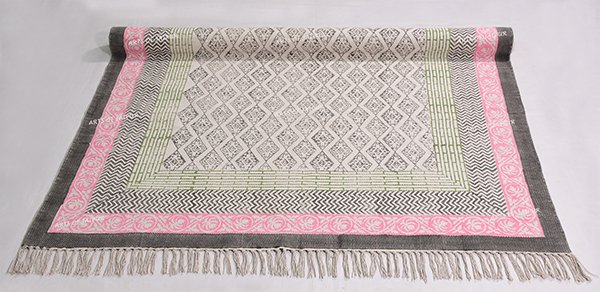 Hand Woven Dhurrie Rug Pink Black rug Hand Dyed Dhurrie Rug Drawing Room - Image 4