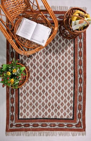 Indian Handmade Rug Cotton Rug Living Area Rug Brown Black Rug 4x6 6x9 8x10