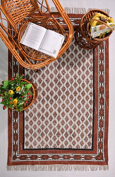 Indian Handmade Rug Cotton Rug Living Area Rug Brown Black Rug 4x6 6x9 8x10