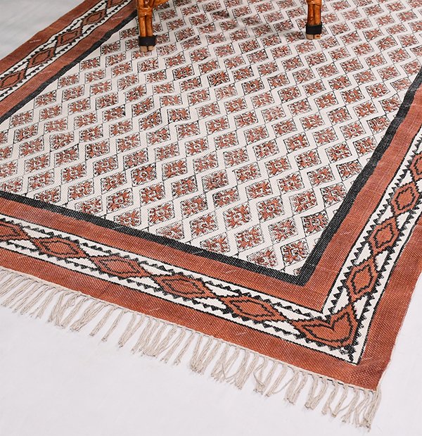 Indian Handmade Rug Cotton Rug Living Area Rug Brown Black Rug 4x6 6x9 8x10 - Image 2