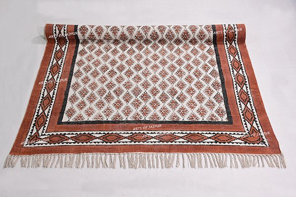 Indian Handmade Rug Cotton Rug Living Area Rug Brown Black Rug 4x6 6x9 8x10 - Image 3
