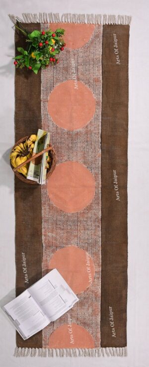 Hand Block Printed Rug Brown Orange Rust Rug Staircase Runner Rug Indoor Rug