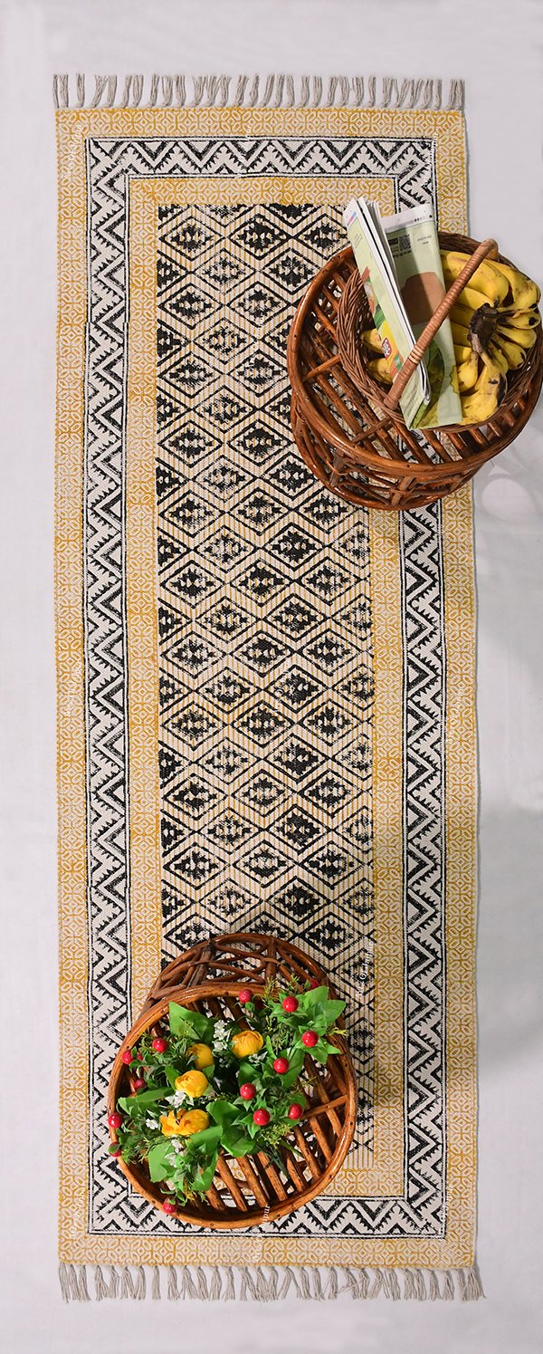 Bedroom Rug Indoor Area Rug Boho Décor Rug Yellow Black Rug Yoga Mat Rug