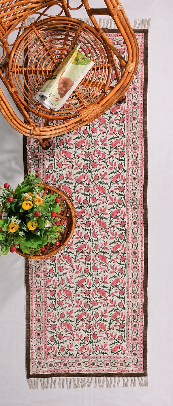 Dinning Area Rug Door Mat Area Rug Pink Green Rug Floral Pattern Rug Entryway Runner Rug