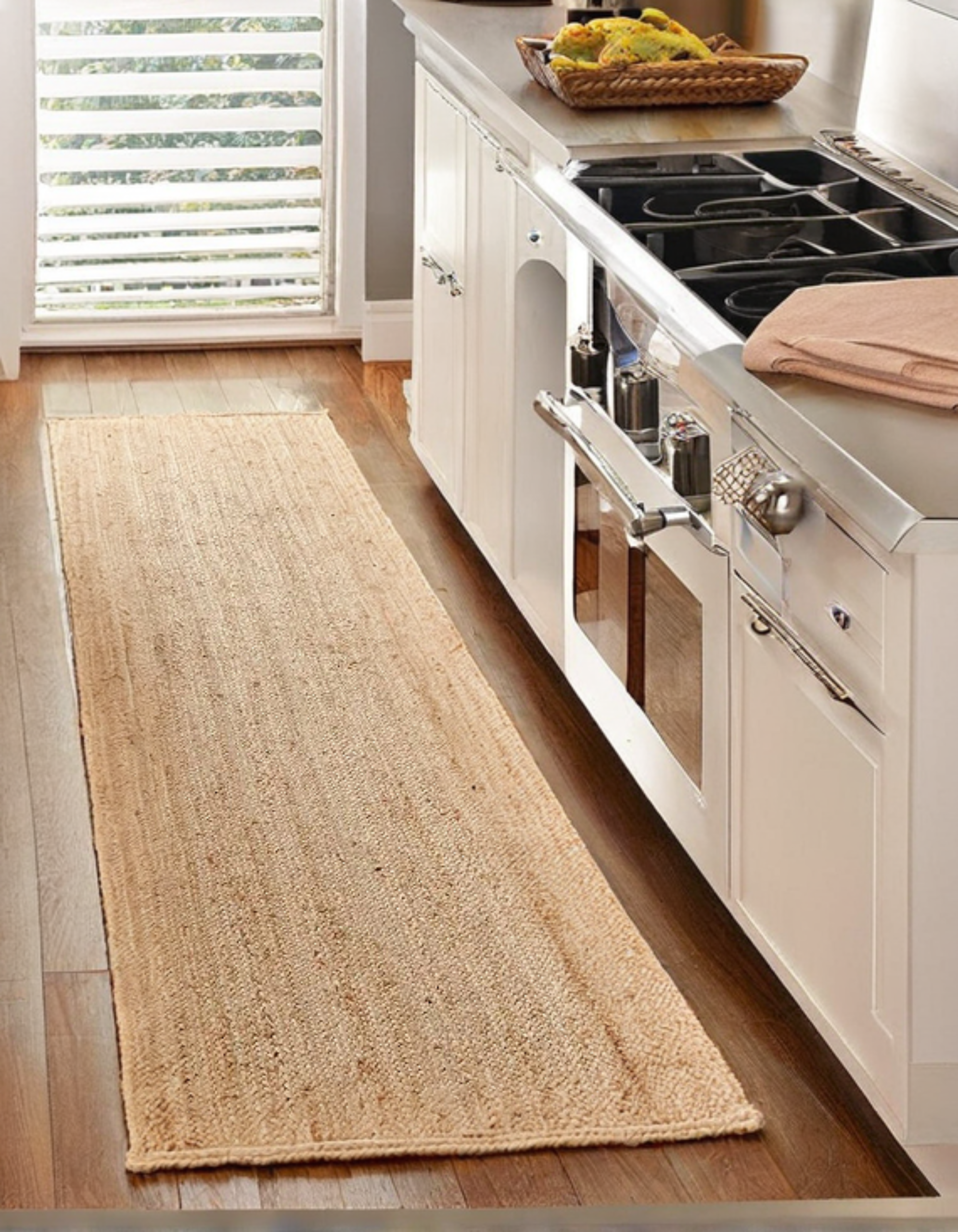 Hand braided Natural JUTE RUG Black Border Rug, size 300 cm x120 cm - Image 2