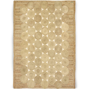 Natural jute area rug, Hand braided Geometric jute rug, Solid farmhouse Design for Outdoor area rug, 3 x 3 Meter