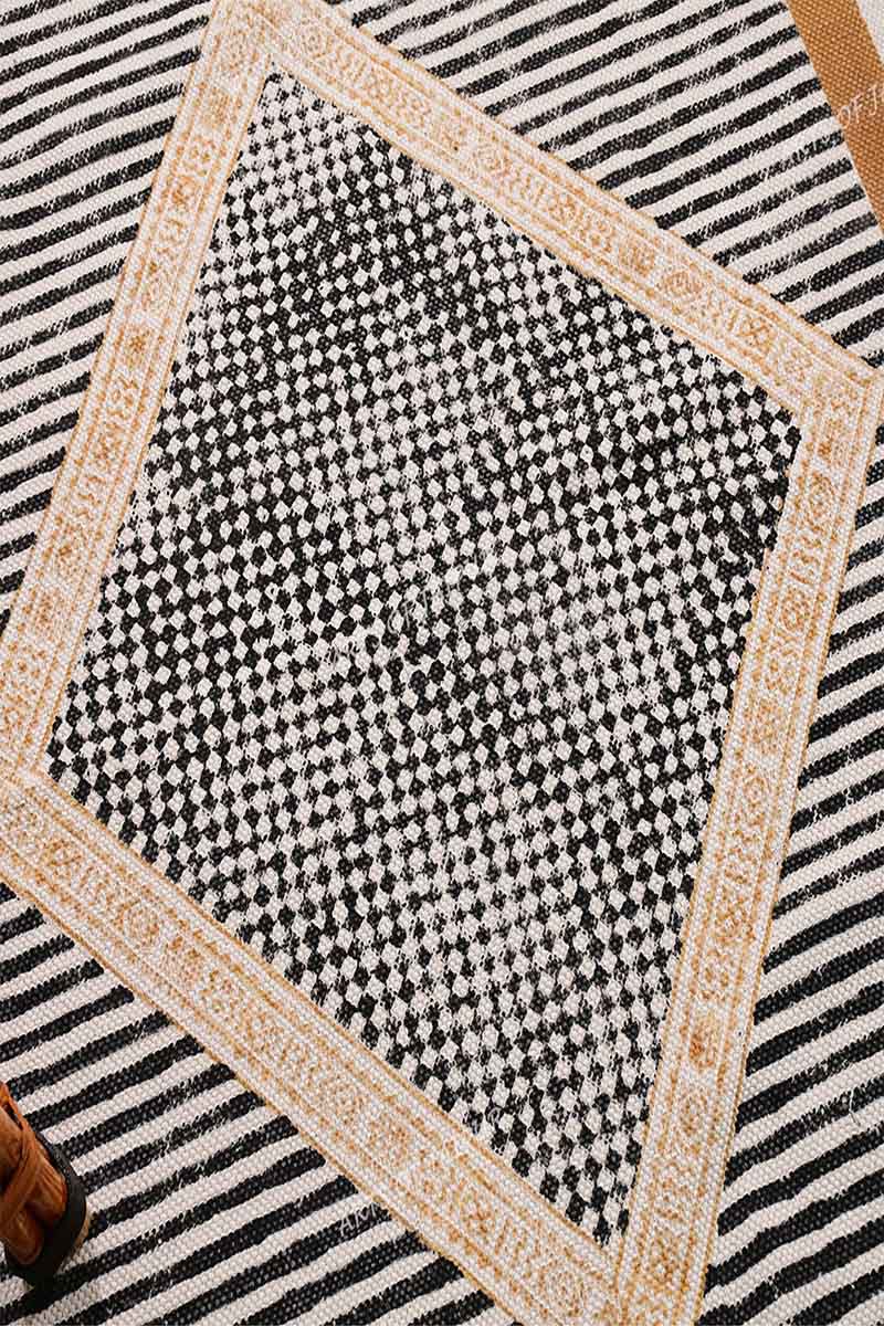 Handmade Geometric Black & Brown Area Rug - Image 5