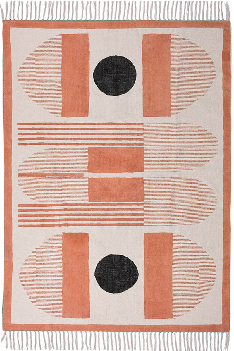 Black Geometric Handmade Area Rug