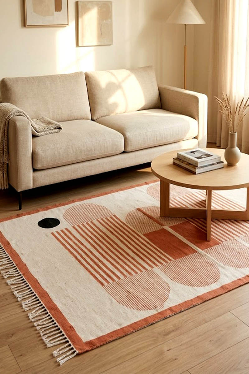 Hand Block Printed Modern Rug - Image 2