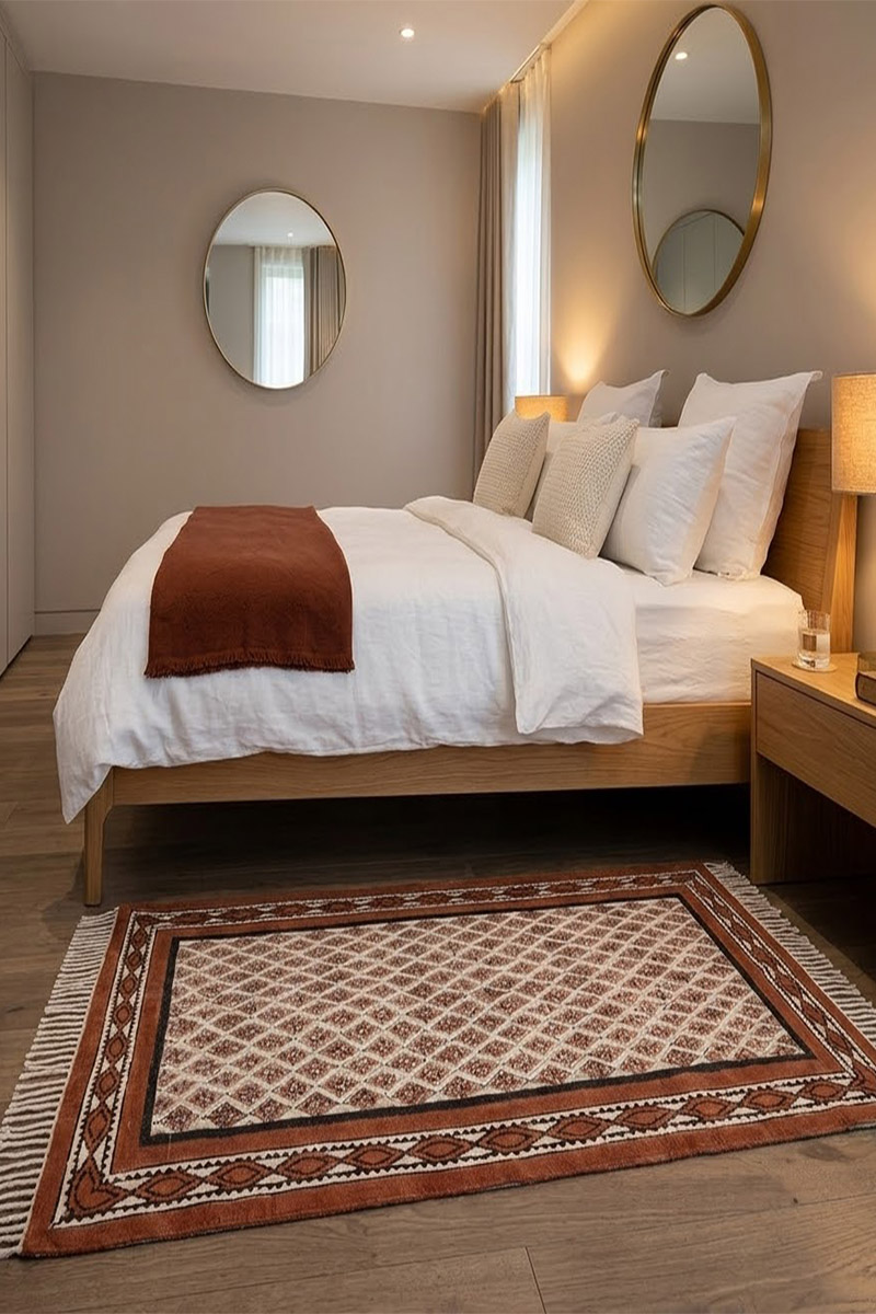 Brown Cotton Rugs Handmade Modern Carpet - Image 2