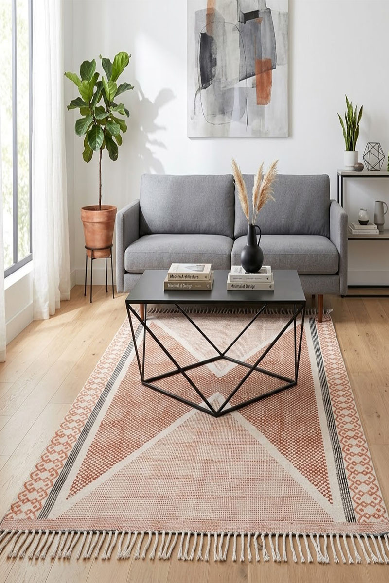 Hand Block Printed Living Room Area Rugs - Image 2