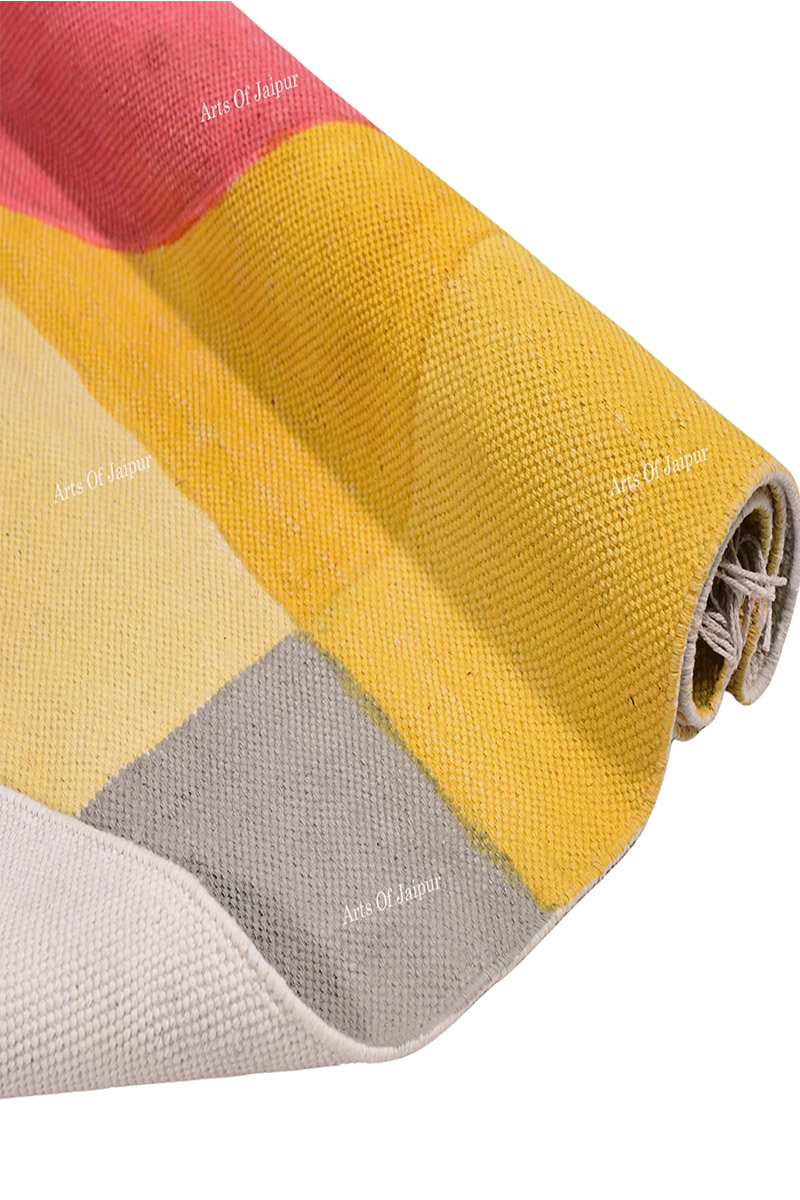 Vibrant Abstract Hand-Block Printed Rug - Image 3