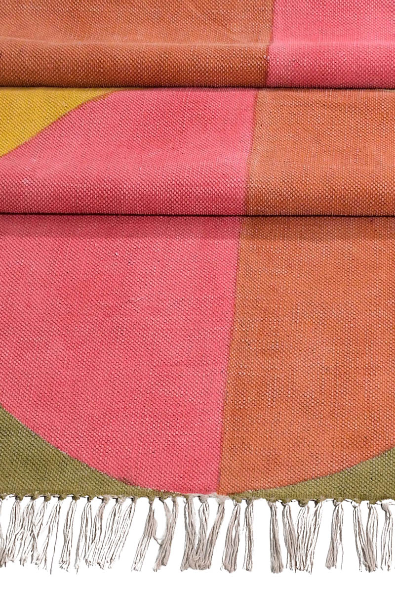 Vibrant Abstract Hand-Block Printed Rug - Image 5