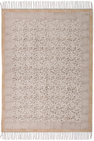 Hand Block Printed Rug Floral Traditional Carpet