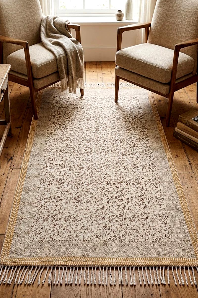 Hand Block Printed Traditional Rug - Image 2