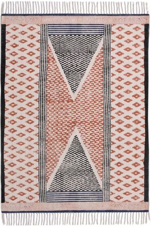 Exquisite 3x5 Hand-Block Printed Cotton Rug