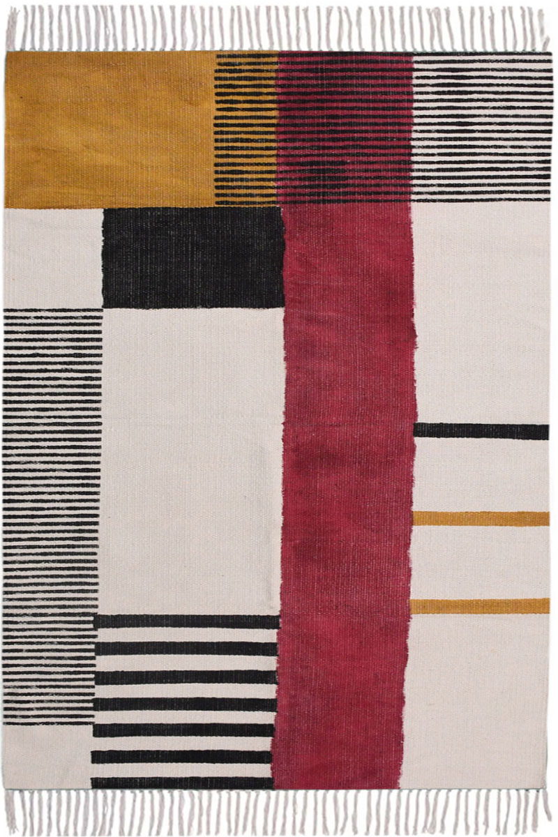 Stunning Modern Flatweave Cotton 4x6 Area Rug