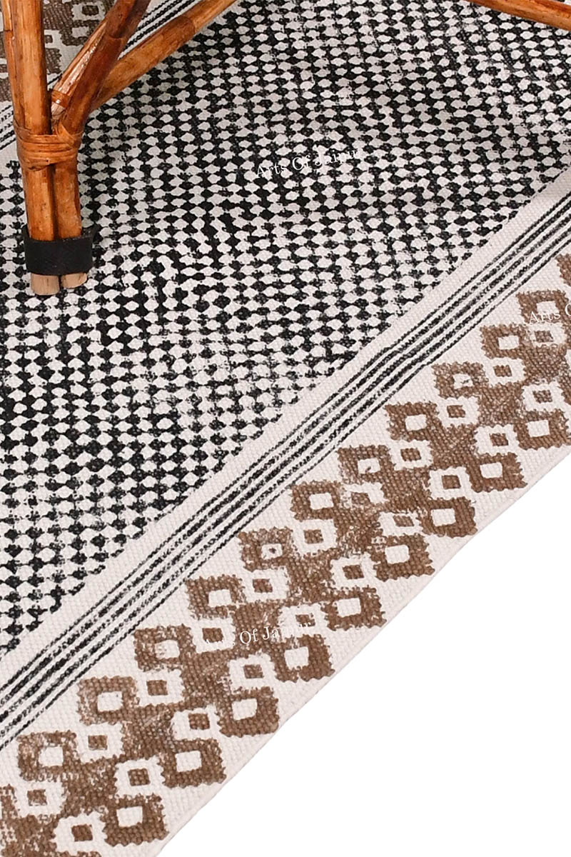 Traditional Block-Printed Cotton Area Rug - Image 3