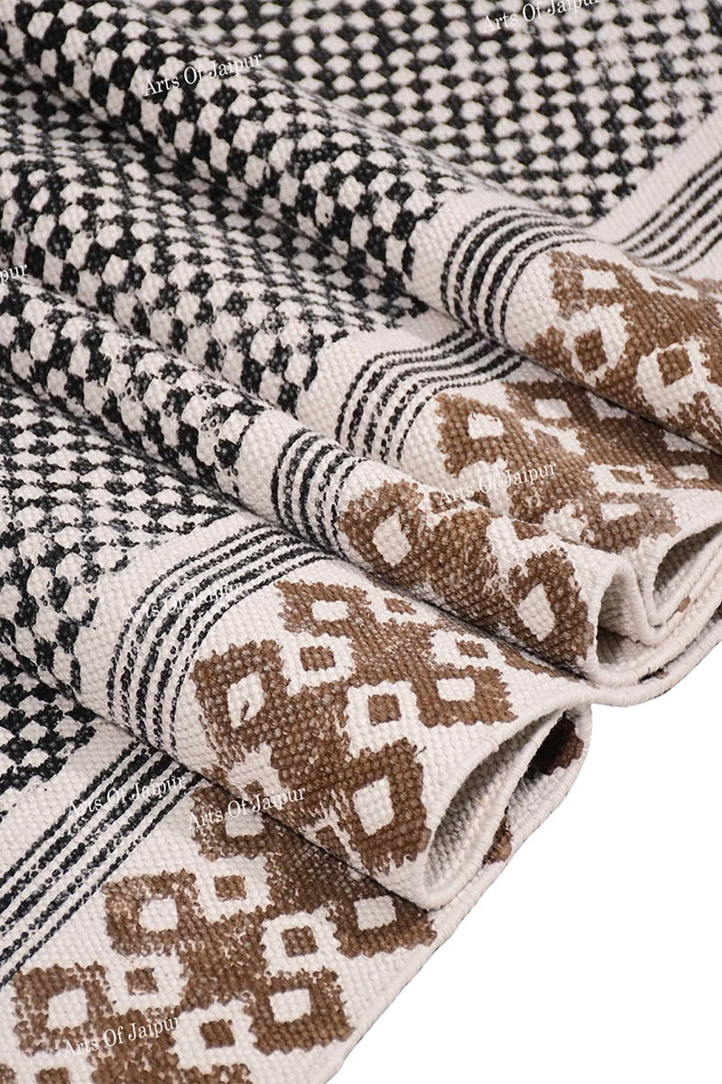 Traditional Block-Printed Cotton Area Rug - Image 4