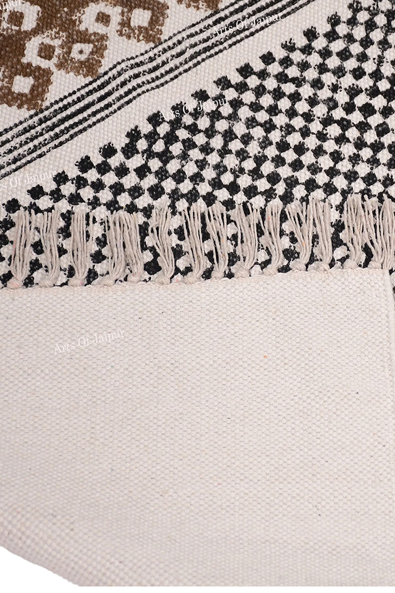 Traditional Block-Printed Cotton Area Rug - Image 5