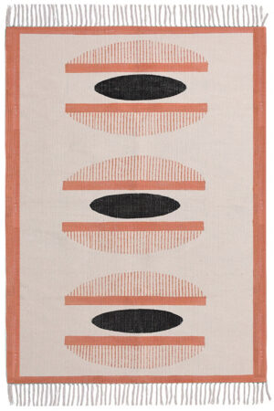 Orange Block Print Kitchen Dining Room Rug