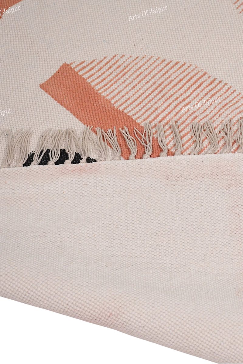 Orange Block Print Kitchen Dining Room Rug - Image 4