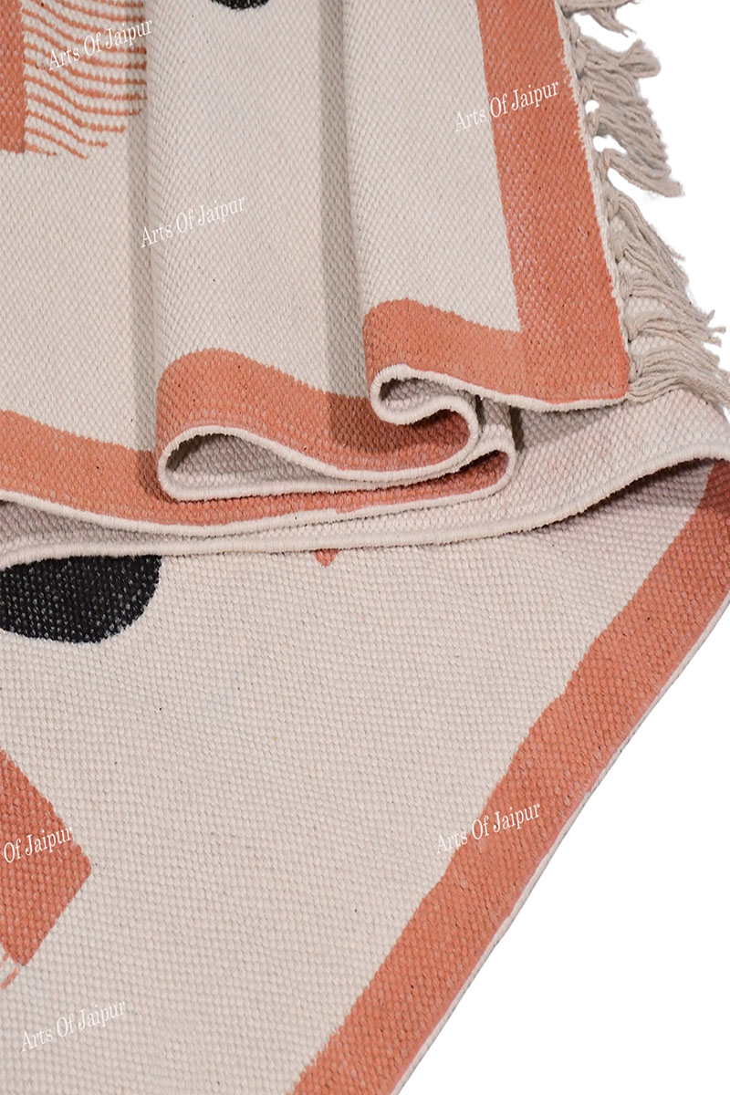 Orange Block Print Kitchen Dining Room Rug - Image 5