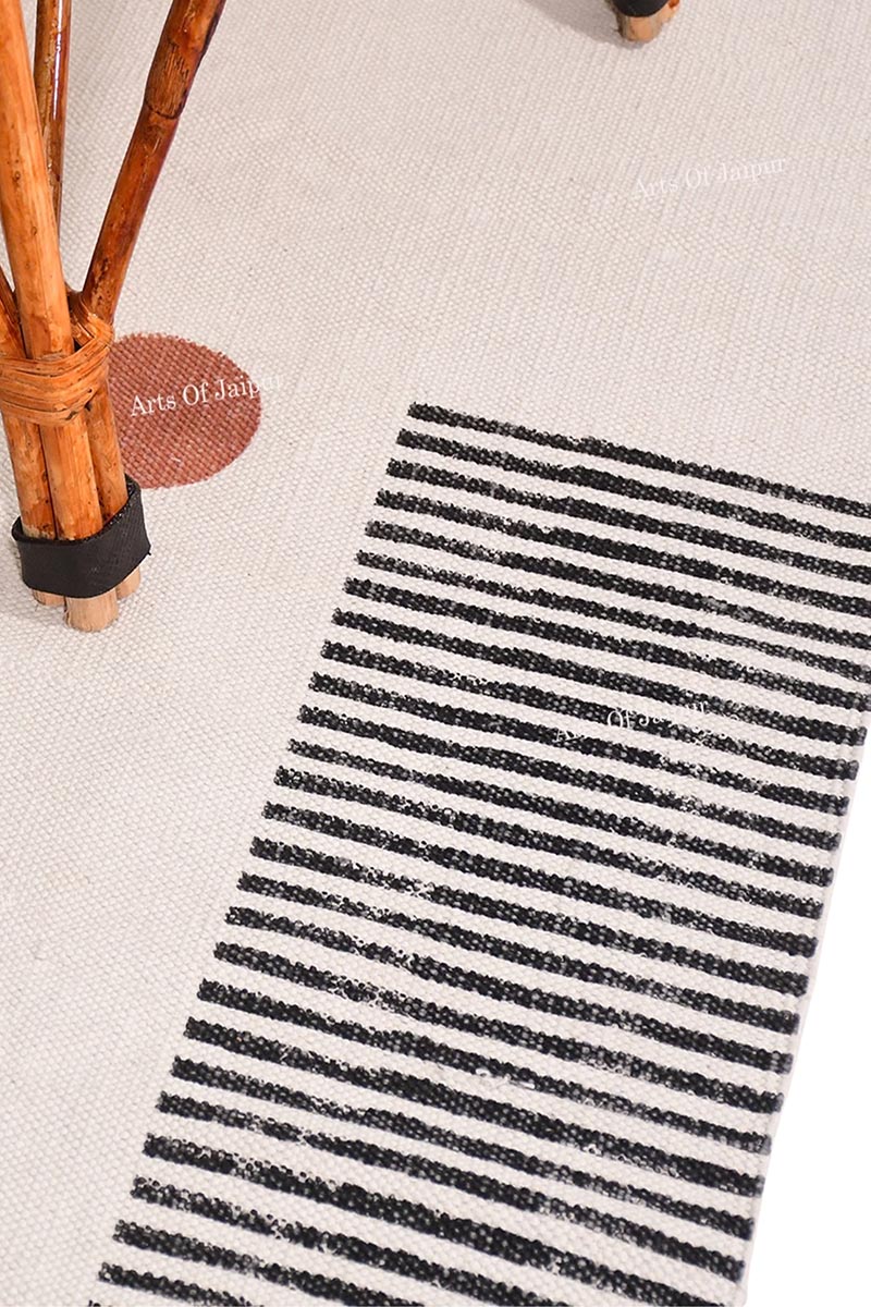 Modern Geometric Block Print Rug with Fringe - Image 4