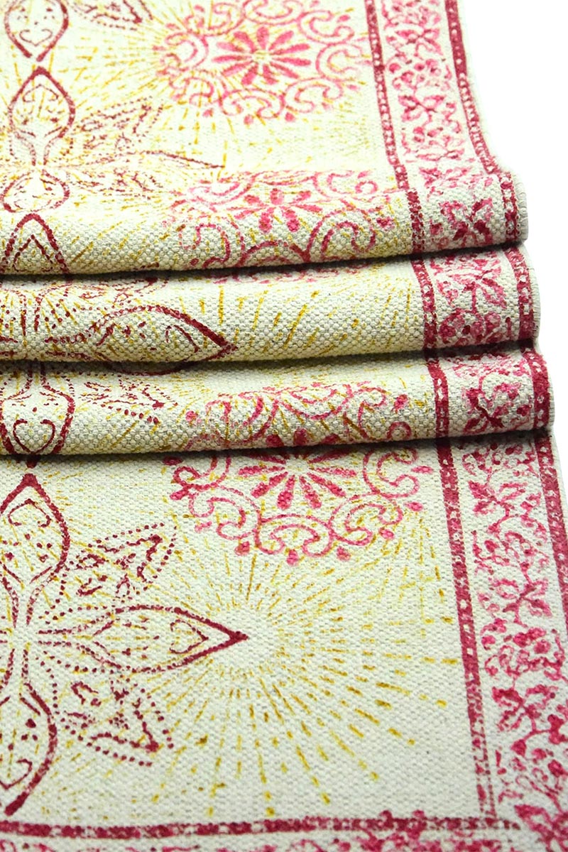 Pink Floral Handmade Cotton Dhurrie Rug - Image 4