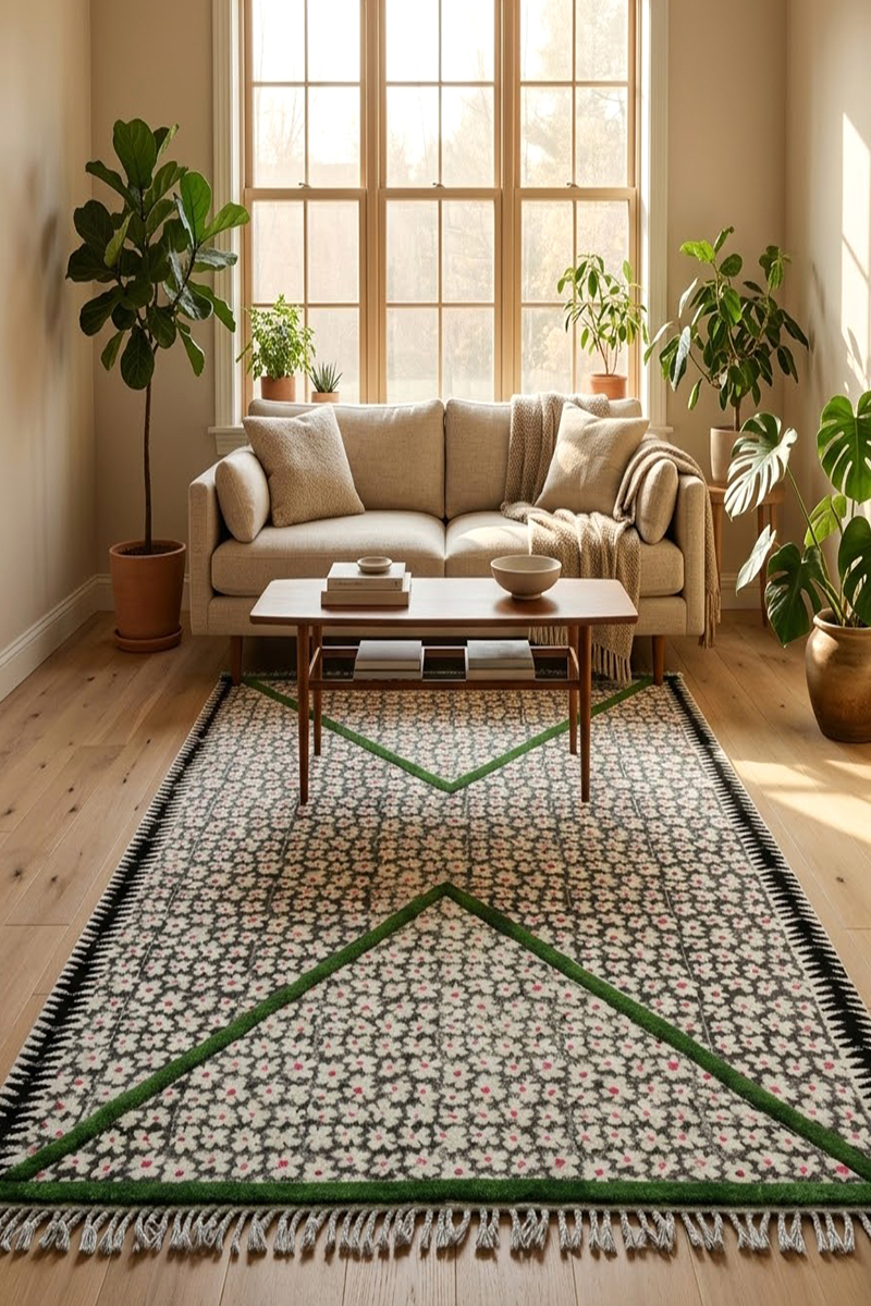 Handmade Indian Floor Carpet Boho Area Rug - Image 2