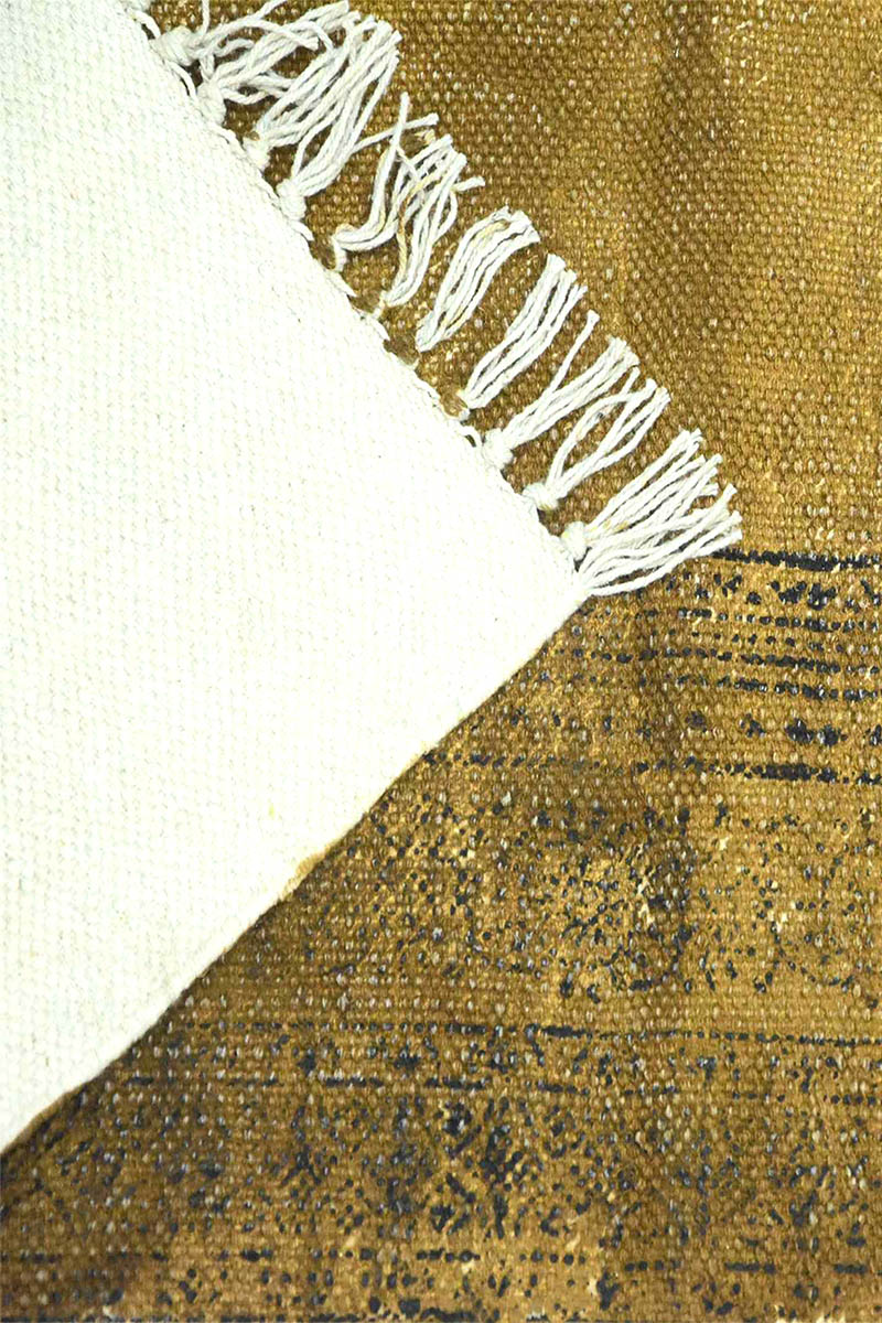 Indian Floor Carpet Geometric Block Print Cotton Rug - Image 5