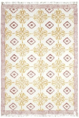 Gold Color Hand Block Printed 3x5 Rug | Stunning & Luxury