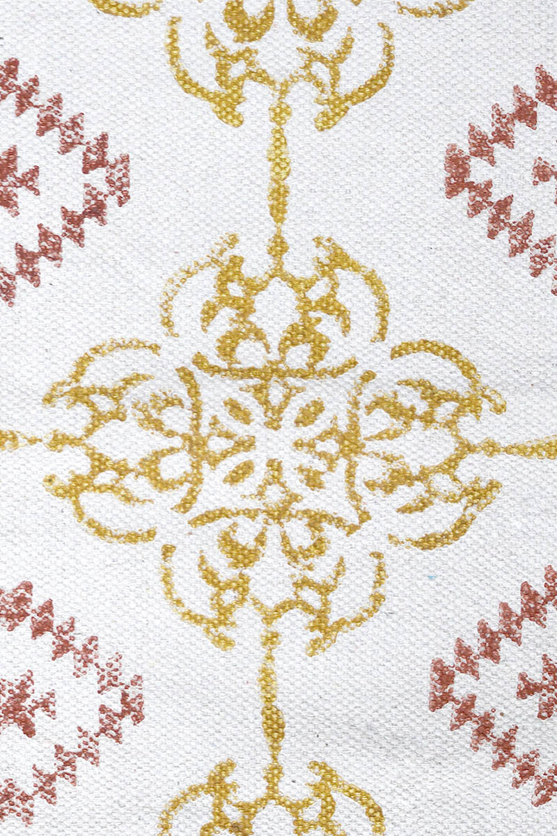 Gold Color Hand Block Printed Rug | Stunning & Luxury - Image 2