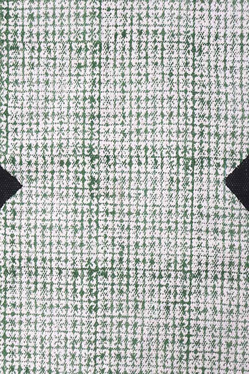 Green & Black Hand Block Print Living Room Area Rug - Image 3