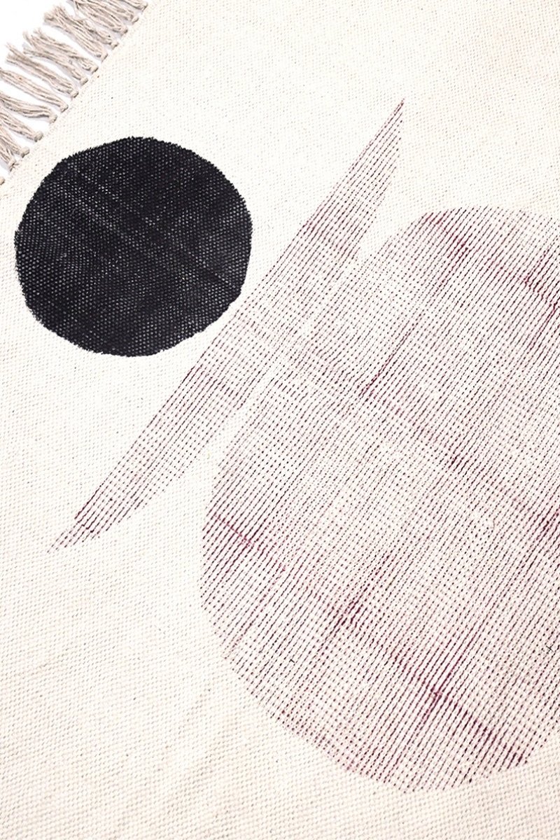 Black Geometric Block Print Rug for Living Room & Bedroom - Image 5