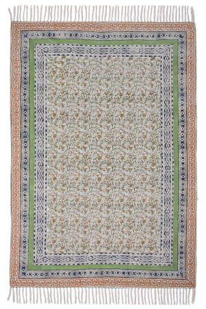 Large Cotton Block Print Living Room Rug
